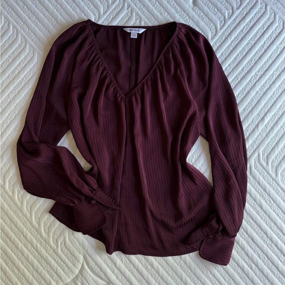 Nine West Deep Wine Blouse